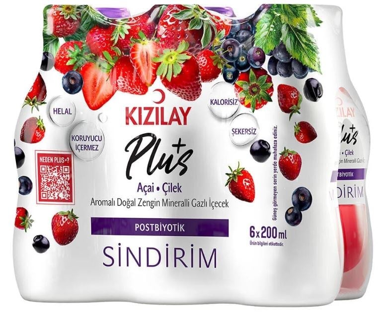Kızılay Plus+ Açai & Çilek Aromalı Maden Suyu 6x200 ml