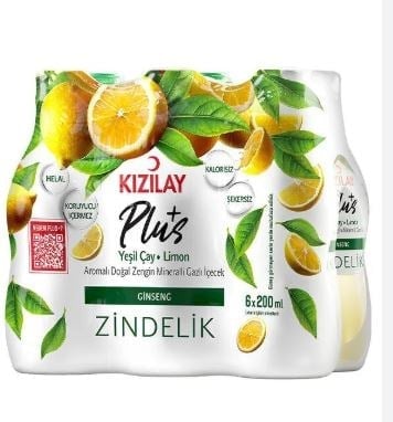 Kızılay Plus+ Yeşil Çay & Limon Aromalı Maden Suyu 6x200ml