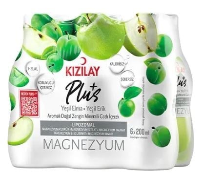 Kızılay Plus Yeşil Elma Yeşil Erik Aromalı Maden Suyu 6x200 ml