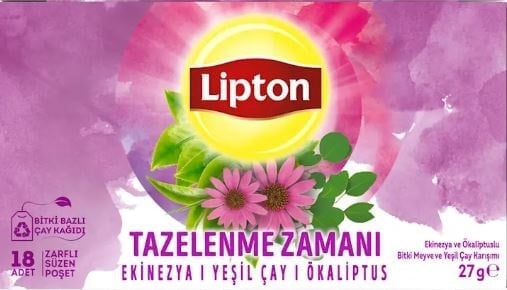 Lipton Tazelenme Zamanı Ekinezya ve Ökaliptuslu Bitki ve Meyve Çayı Karışımı 18'li