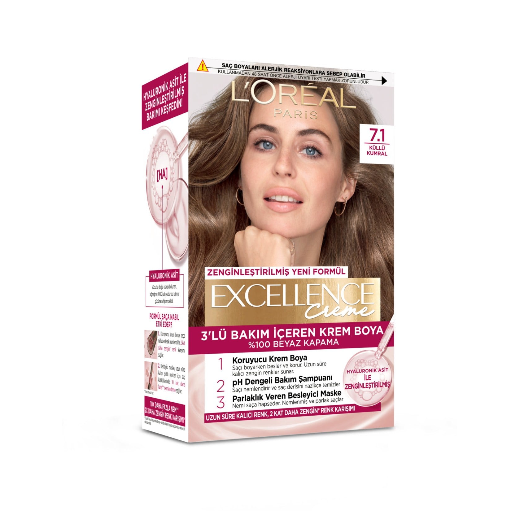 L'Oréal Paris Excellence Creme 7.1 Küllü Kumral Saç Boyası