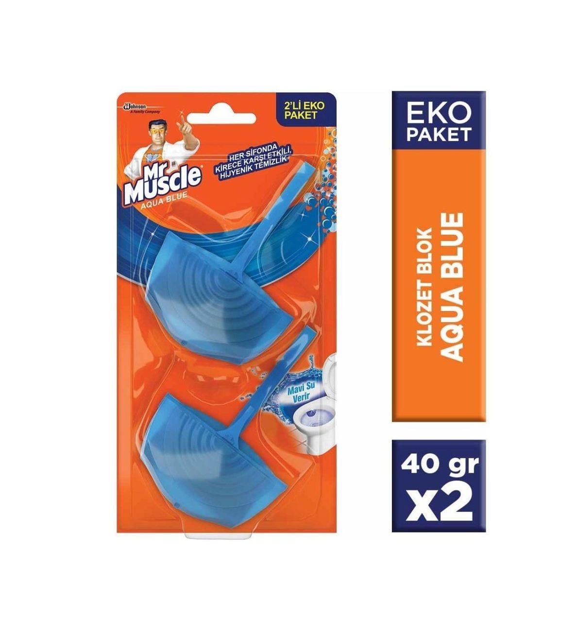 Mr. Muscle Klozet Blok Aqua Blue Mavi Su Verir 2x40gr