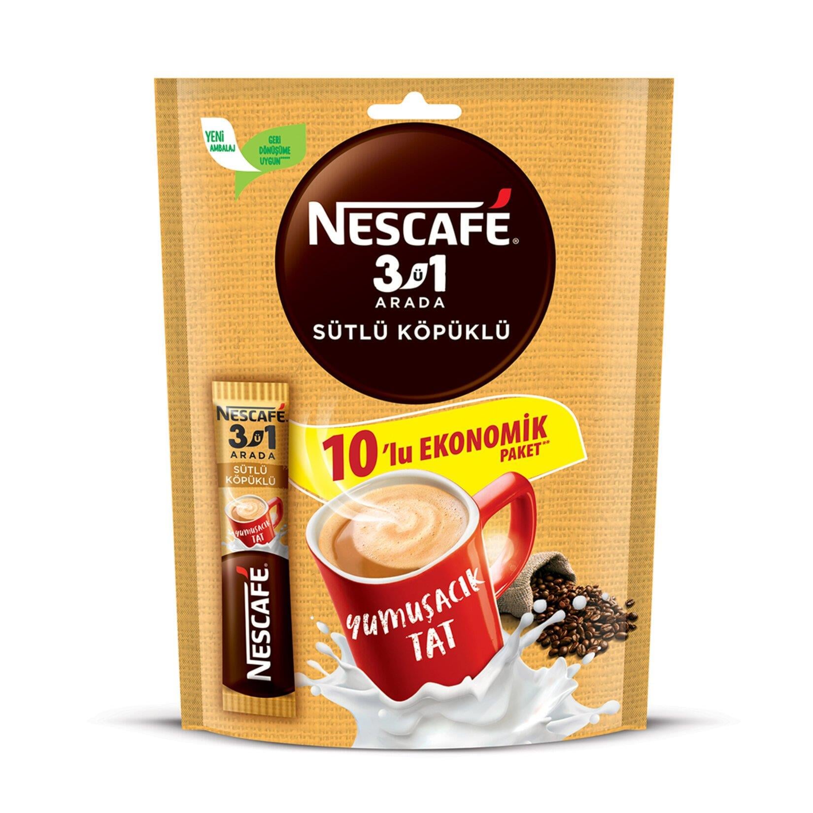 Nescafe 3ü1 Arada Sütlü Köpüklü 10lu