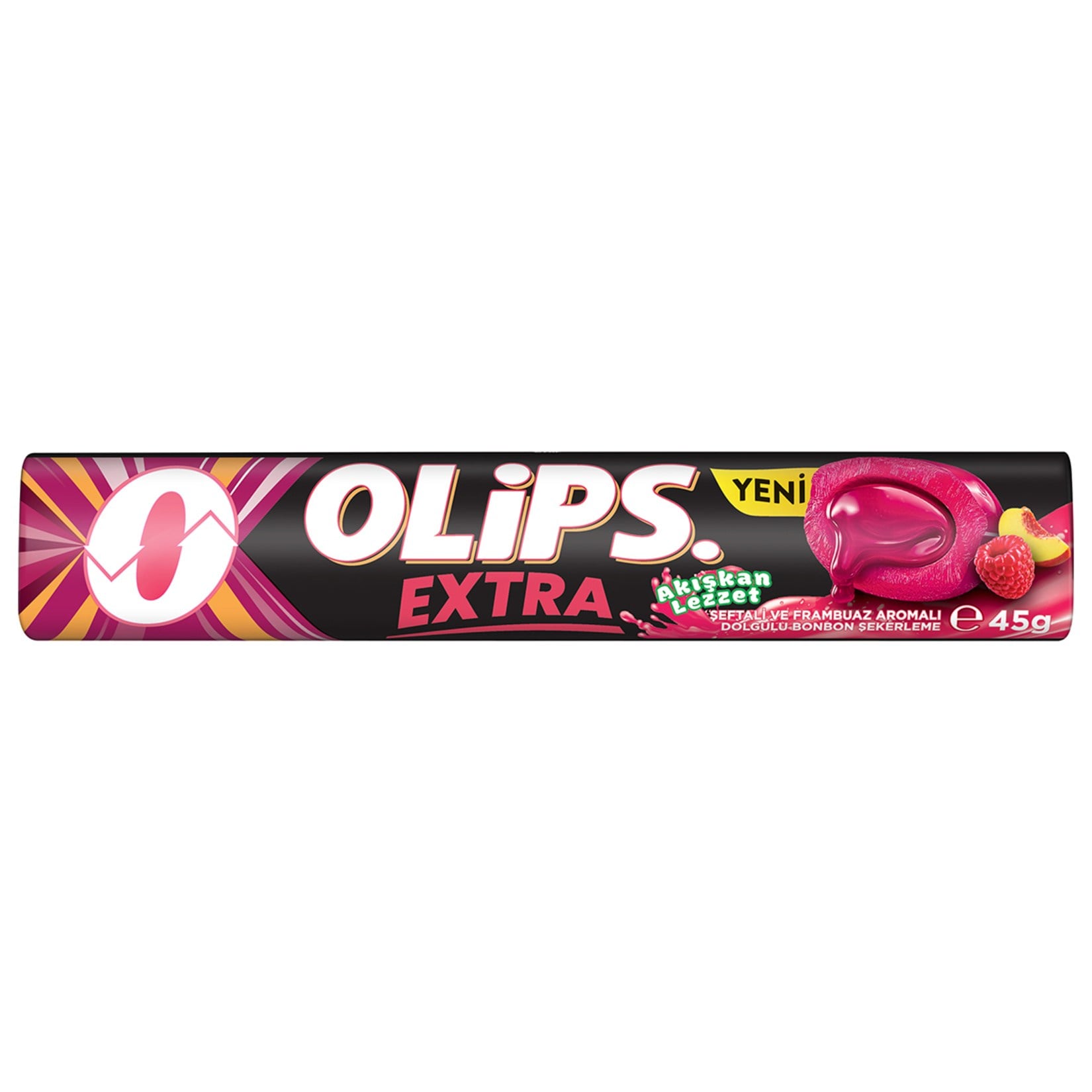 Olips Extra Şeftali & Frambuaz Aroma Dolgulu Bonbon Şeker 45gr