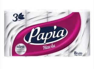 Papia 3 Katlı 8'li Kağıt Havlu