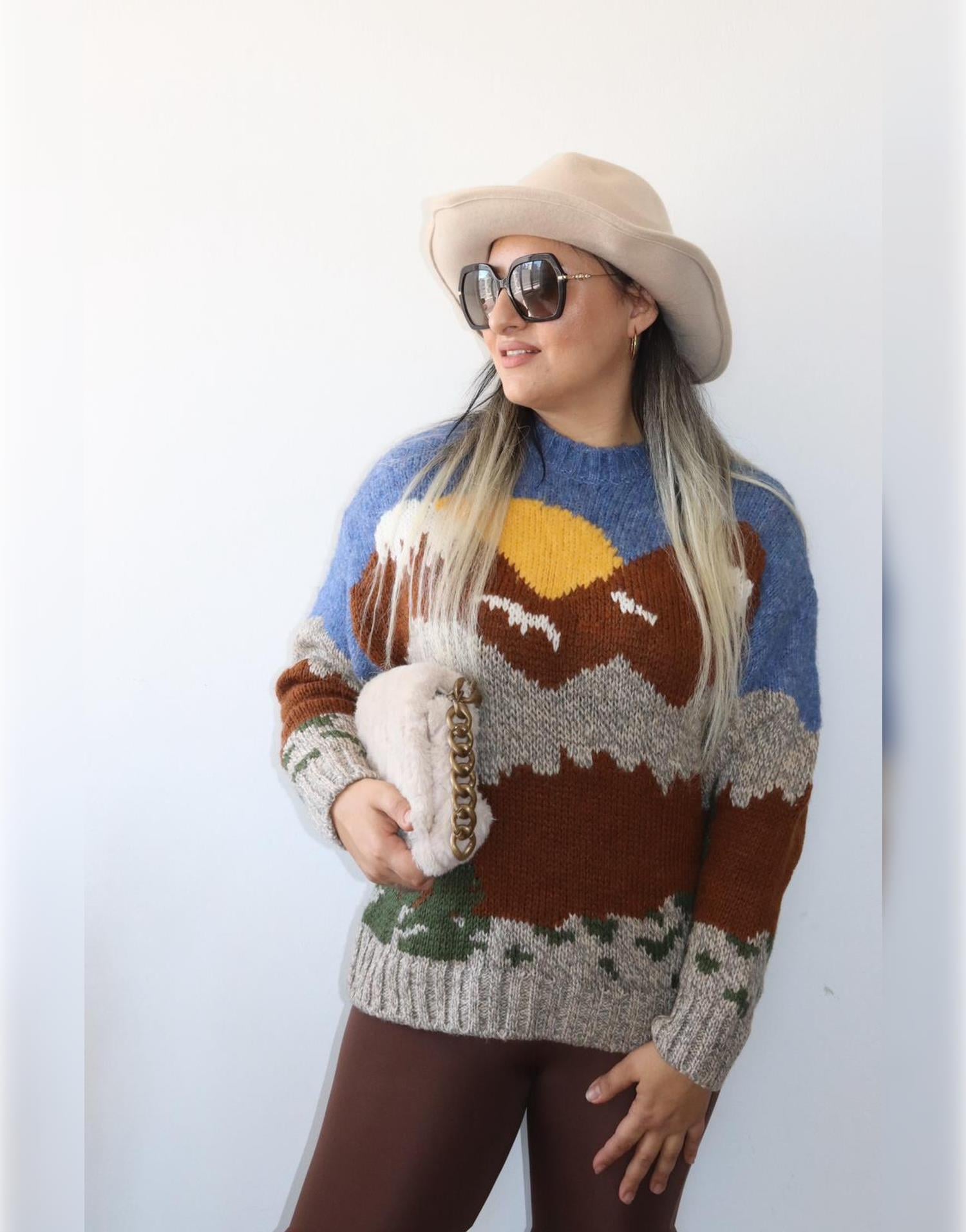 Desenli Oversize Triko Kazak
