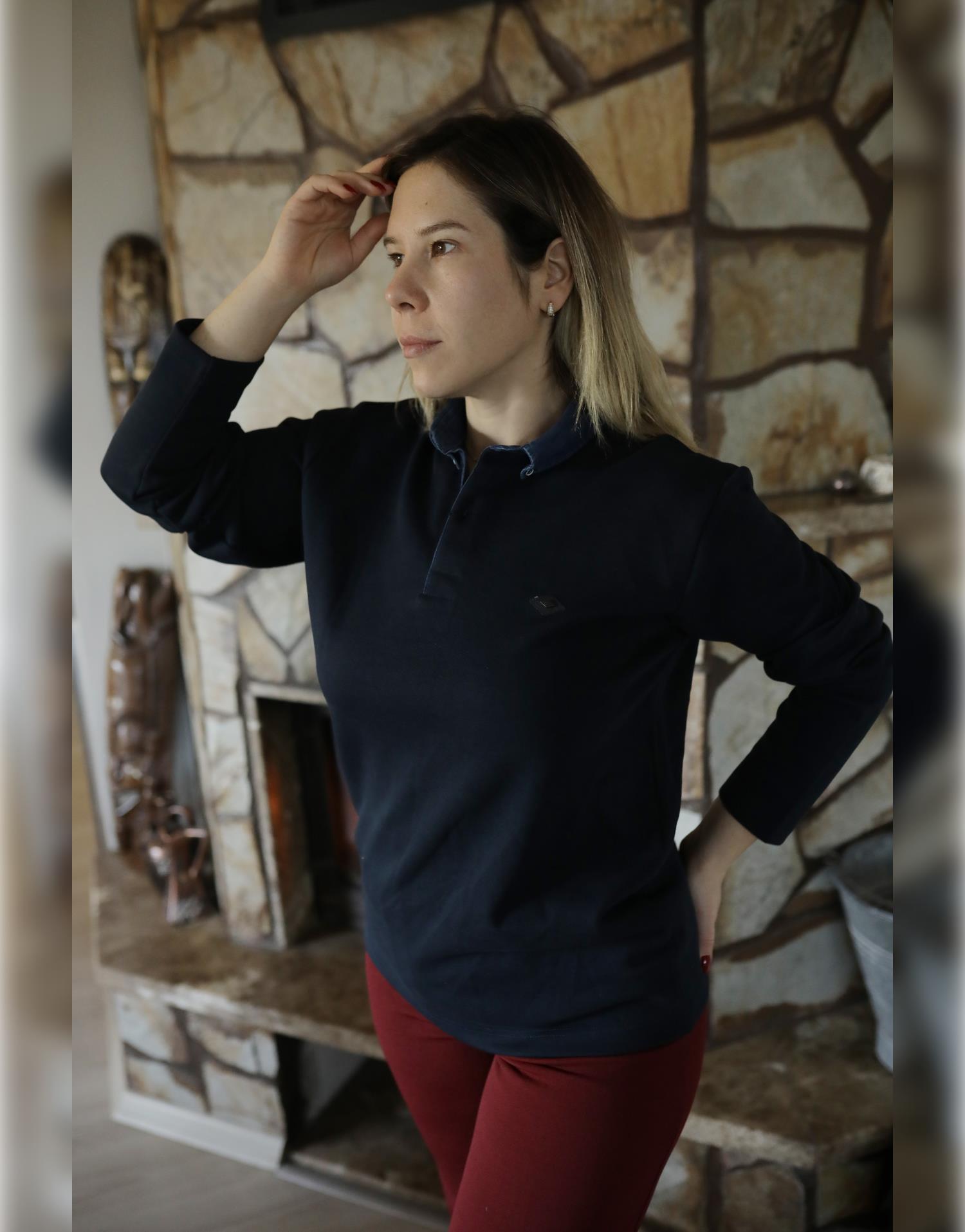Uzun Kollu Polo Yaka Sweatshirt