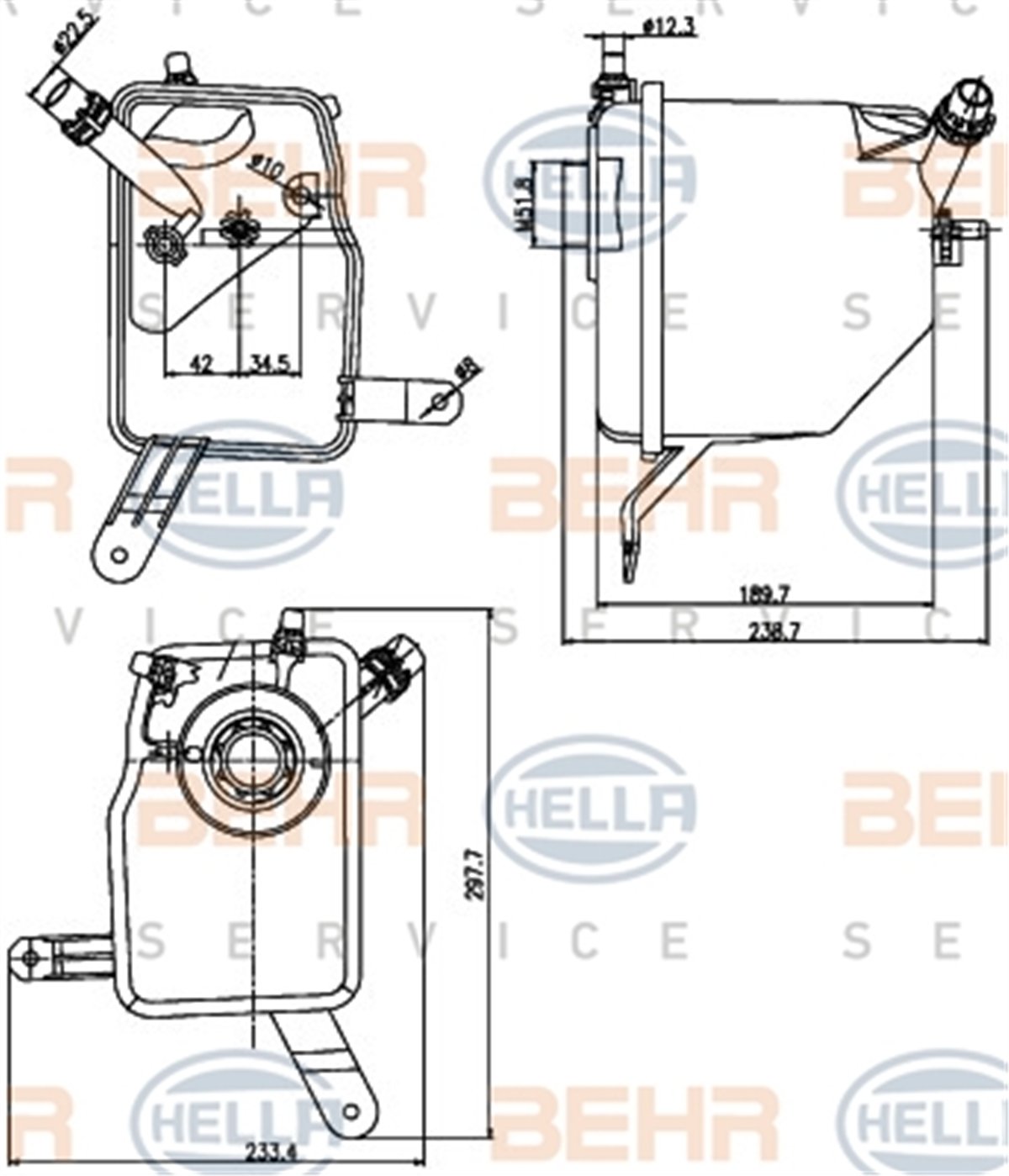 BEHR 000S - Radyatör Yedek Su Deposu - Bmw E60-e61-e63-e64