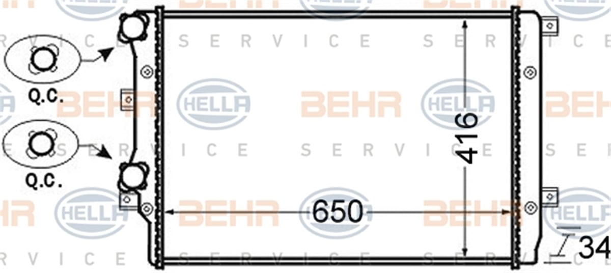 BEHR 000S - Su Radyatörü - Vw Golf5-golf6-jetta-caddy-passat-a3-leon