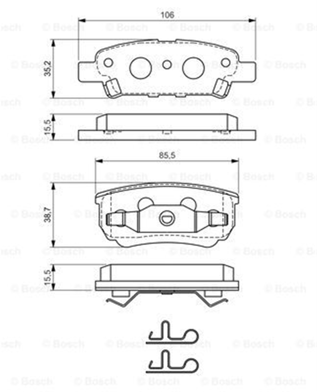 BOSCH 0986424814 - Fren Balatasi Arka - Japon Lancer (cs) : Lancer (cy) 08- : Outlander (cu) 03-06