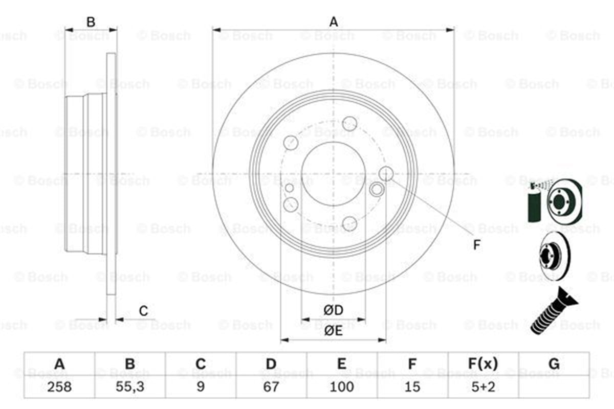 BOSCH 0986478188 - Fren Diski Arka - Mercedes W124-201