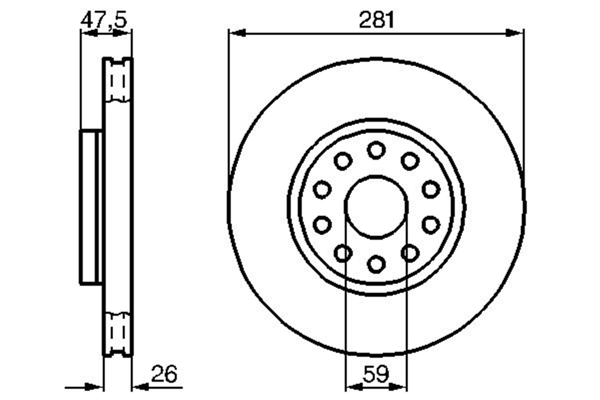BOSCH 0986478460 - Fren Diski Ön - Fiat Alfa 166