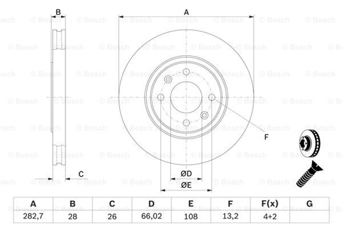 BOSCH 0986478831 - Fren Diski Ön - Psa 406 / Xantia
