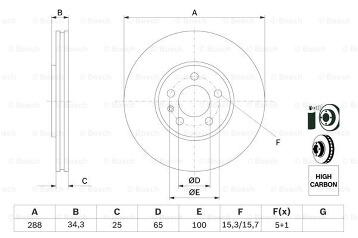 BOSCH 0986478867 - Fren Diski Ön - Vw Polo-ibiza-fabia