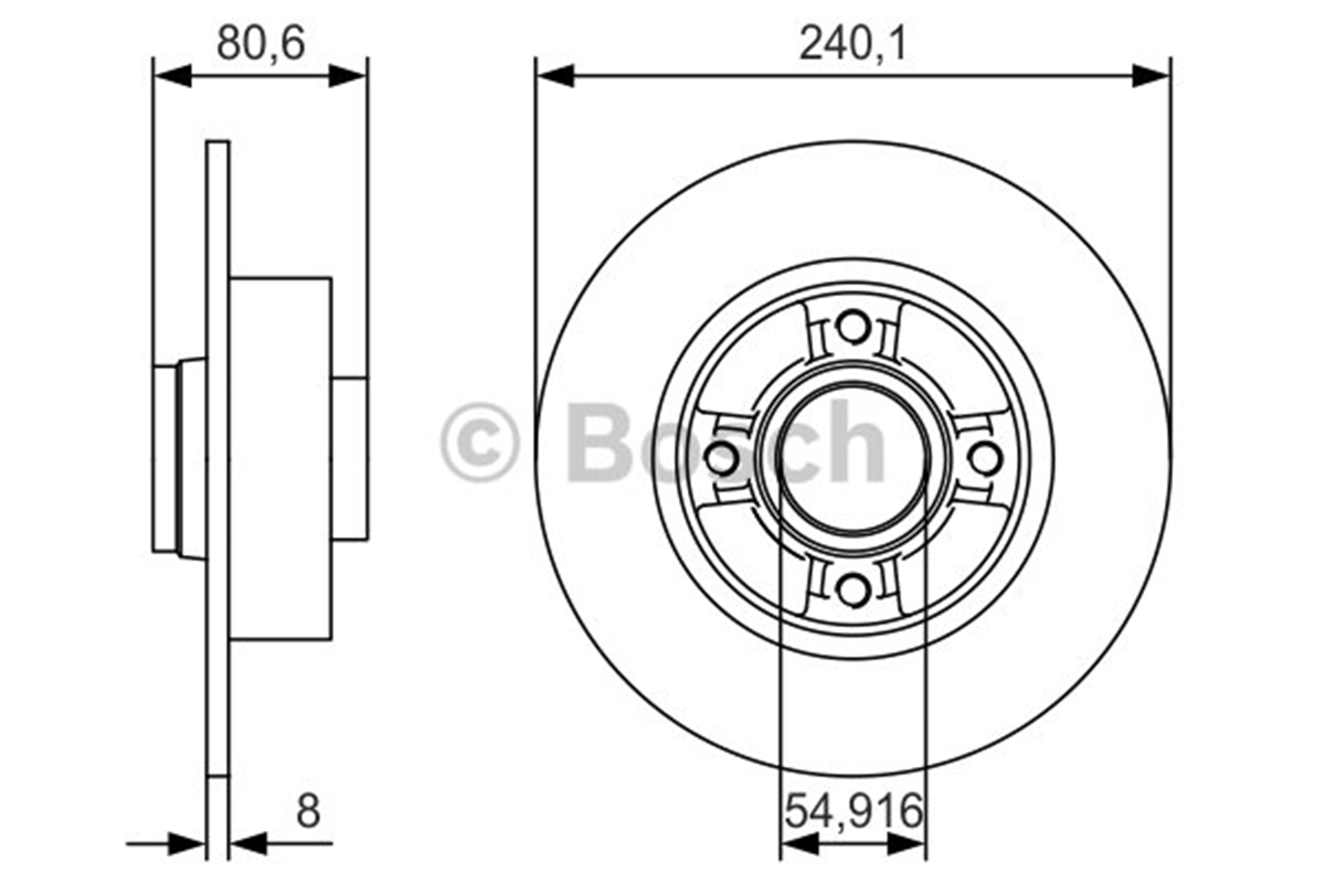 BOSCH 0986479007 - Fren Diski Arka - Renault Megan-ii/clio-iii