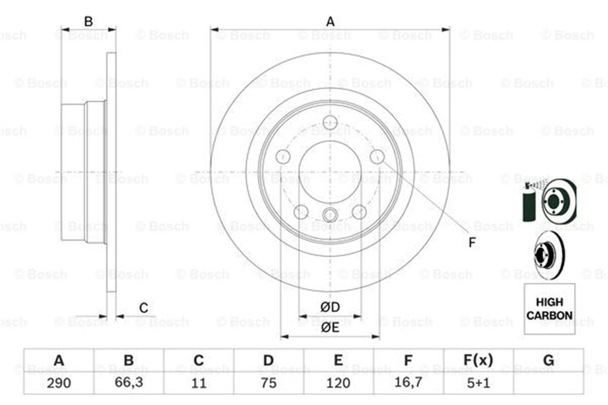 BOSCH 0986479043 - Fren Diski Arka - Bmw F20-f20 Lci-f21-f21 Lci-f22-f22 Lci-f23-f23 Lci