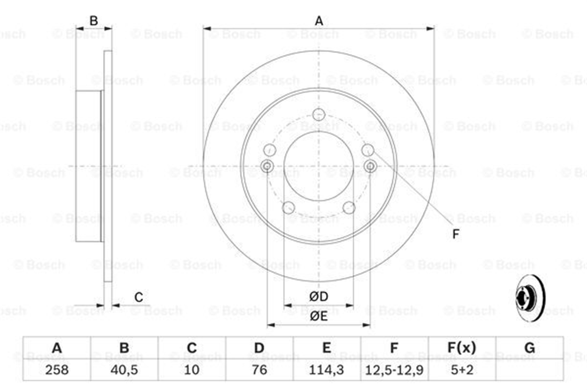BOSCH 0986479059 - Fren Diski Arka - Kore Ix20/venga