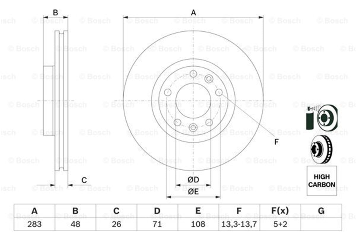 BOSCH 0986479193 - Fren Diski Ön - Psa 407/508