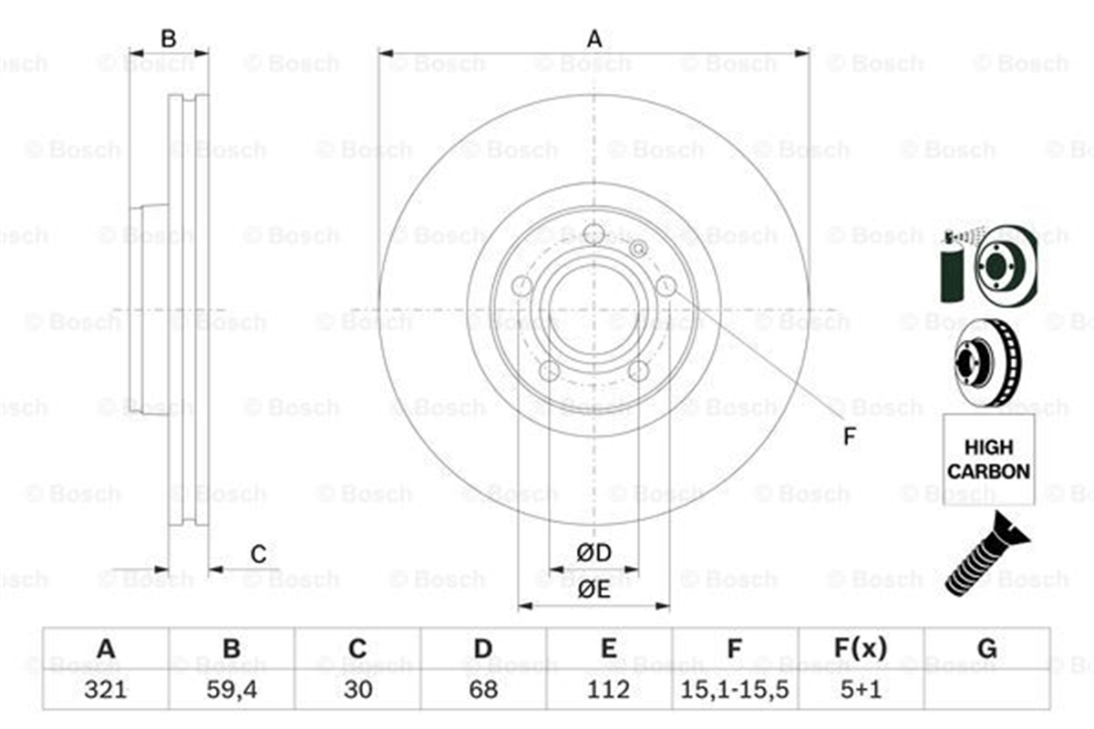 BOSCH 0986479300 - Fren Diski Ön - Vw A6-a8