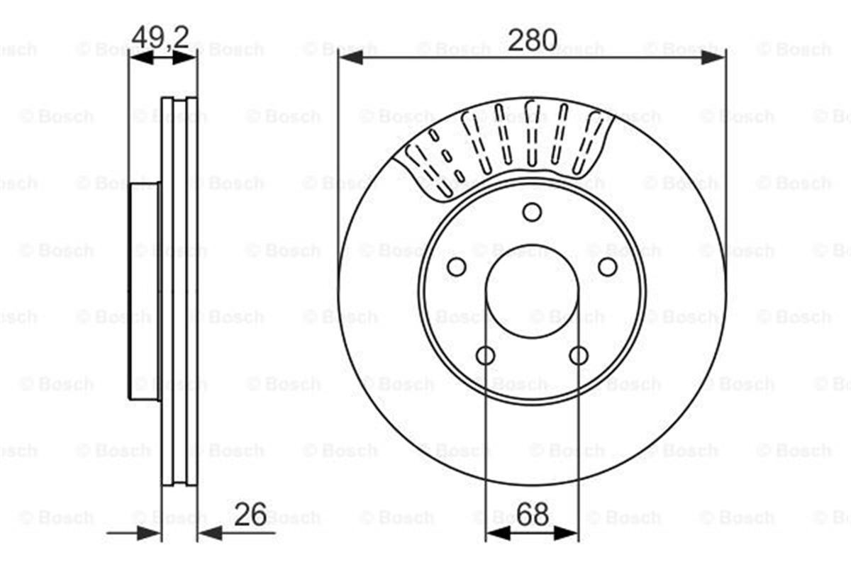 BOSCH 0986479678 - Fren Diski Ön - Japon Maxima (a32) : Primera (p12) 02-07 : Xtrail (t30) 01-06 : Maxima (a33) 00-06