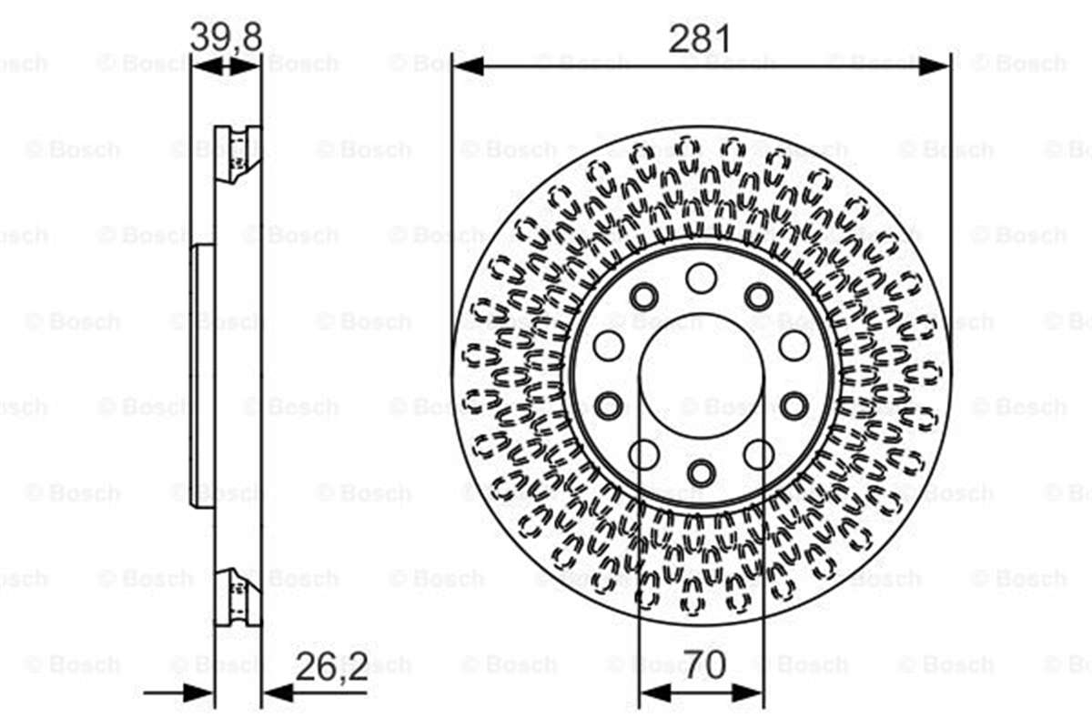 BOSCH 0986479C42 - Fren Diski Ön - Fiat Fiat 500x/alfa-159/ Giulietta/jeep Renegade
