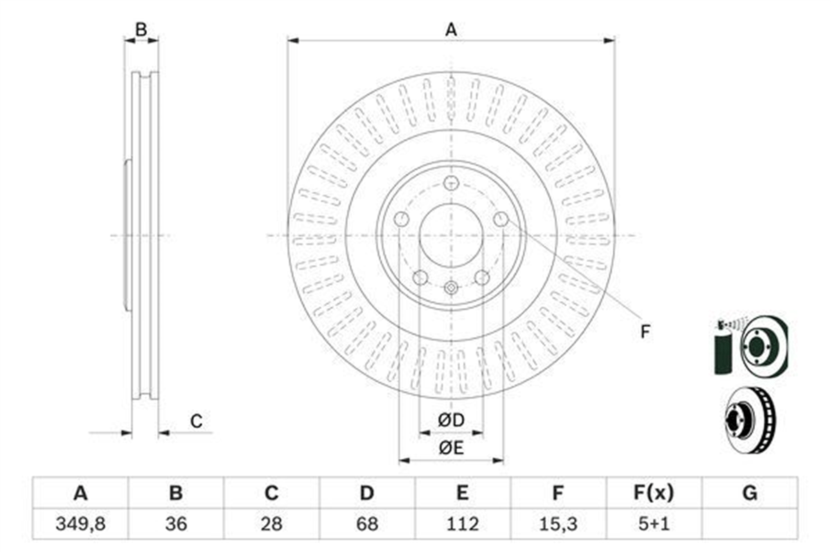 BOSCH 0986479E41 - Fren Diski Arka - Vw Touareg-a6-a7-a8-q8