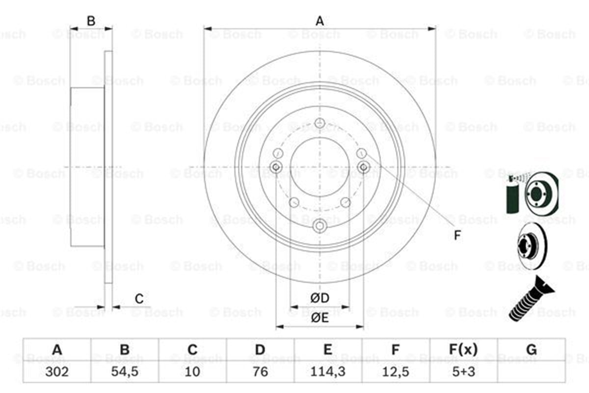 BOSCH 0986479E43 - Fren Diski Arka - Kore Tucson 4x2/sportage.