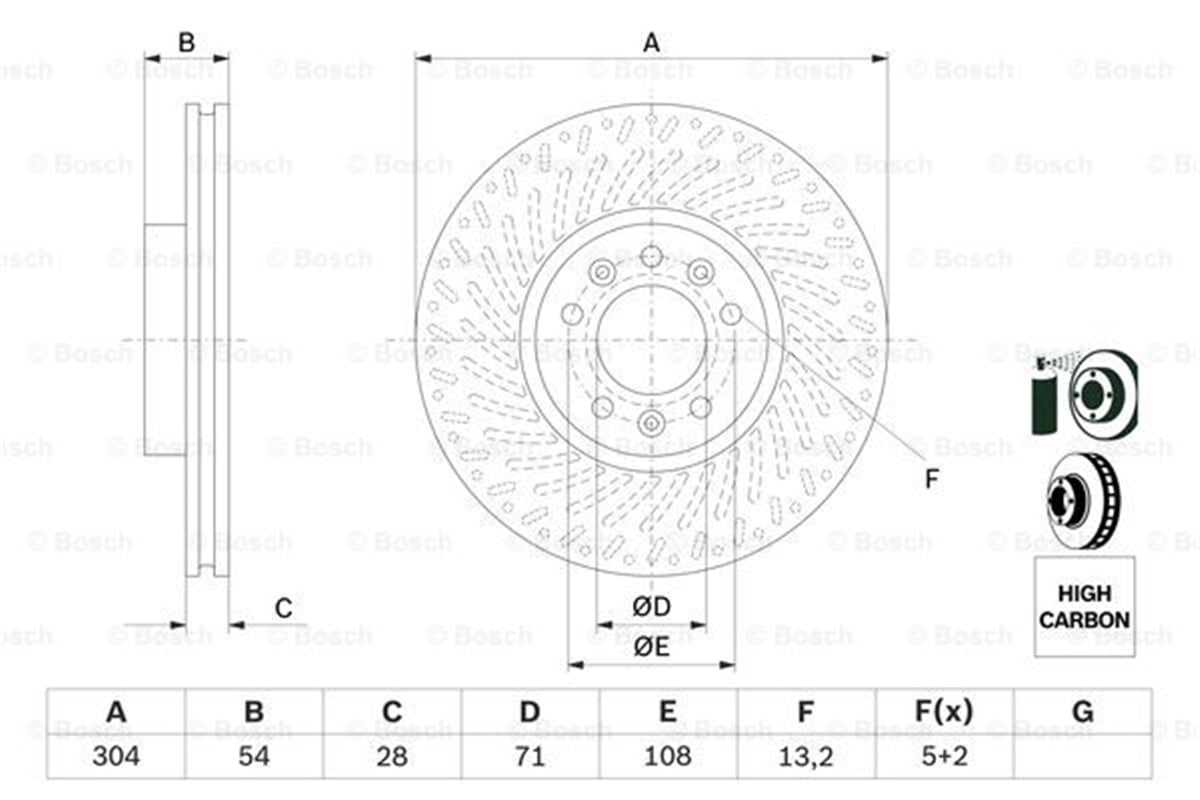 BOSCH 0986479E52 - Fren Diski Ön - Psa Expert / Traveller