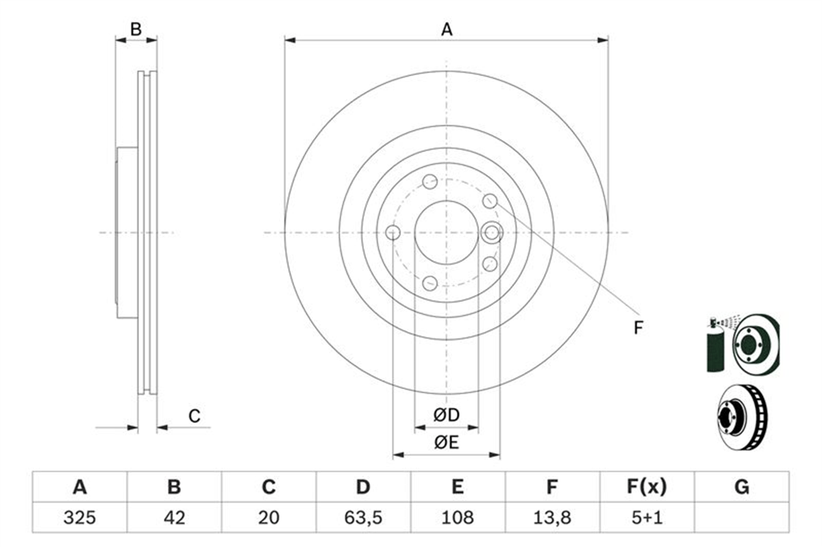 BOSCH 0986479E61 - Fren Diski Arka - Volvo Jaguar F-pace (x761)