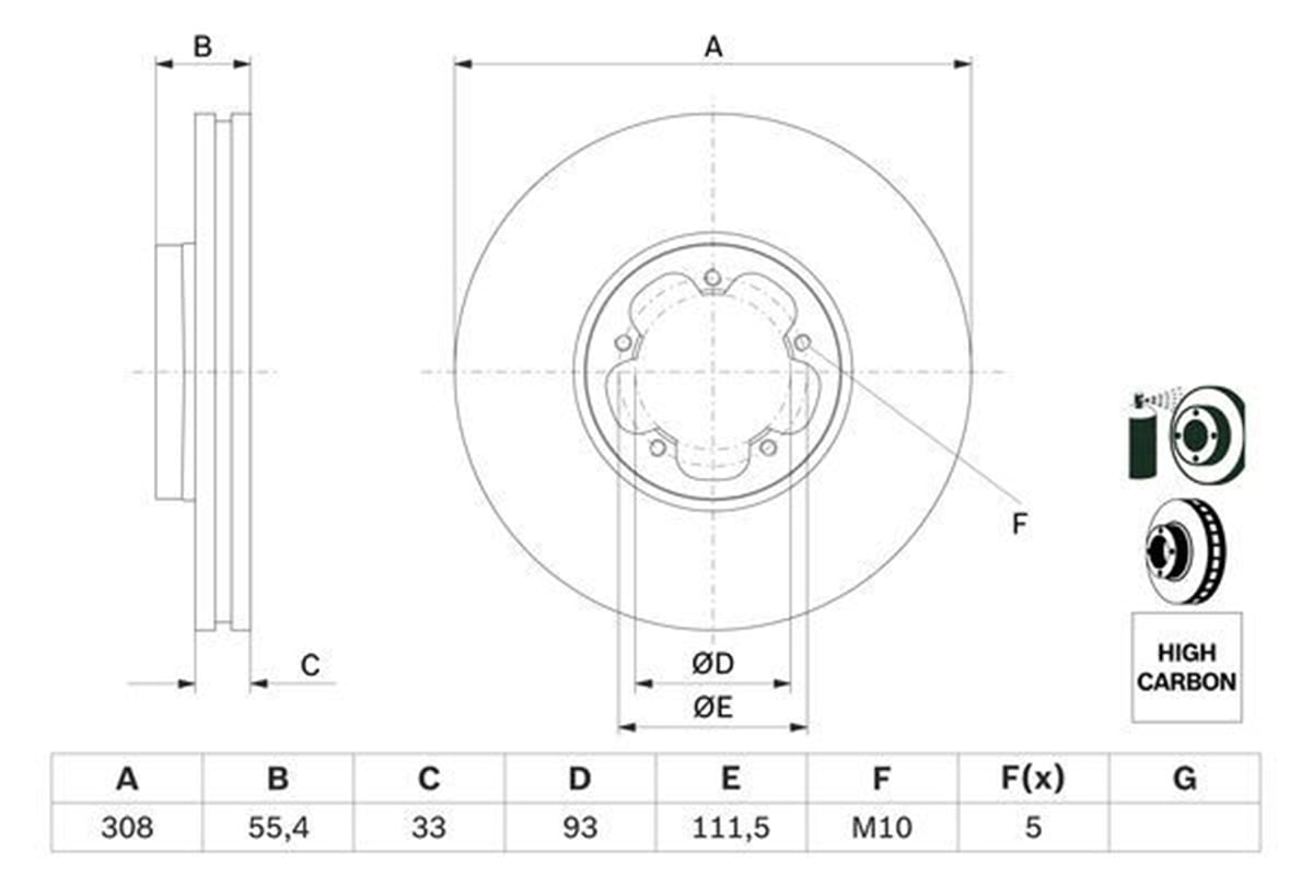 BOSCH 0986479F46 - Fren Diski Ön - Ford Transit V-363/v-362