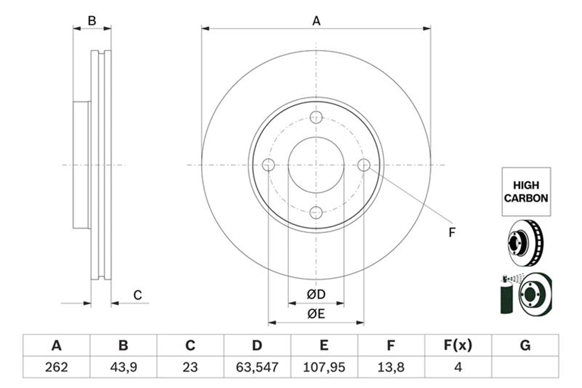 BOSCH 0986479F70 - Fren Diski Ön - Ford Fiesta