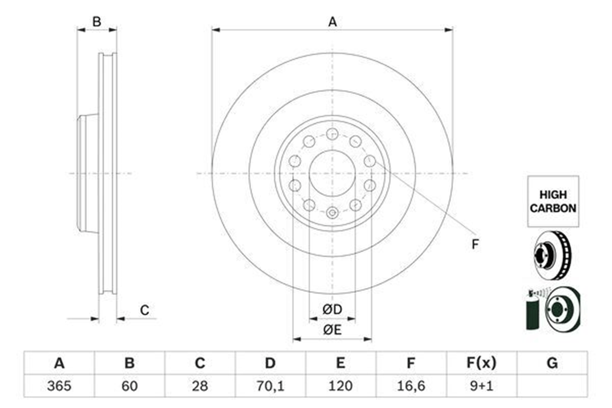 BOSCH 0986479G56 - Fren Diski Arka - Ev Tesla Model S-model X