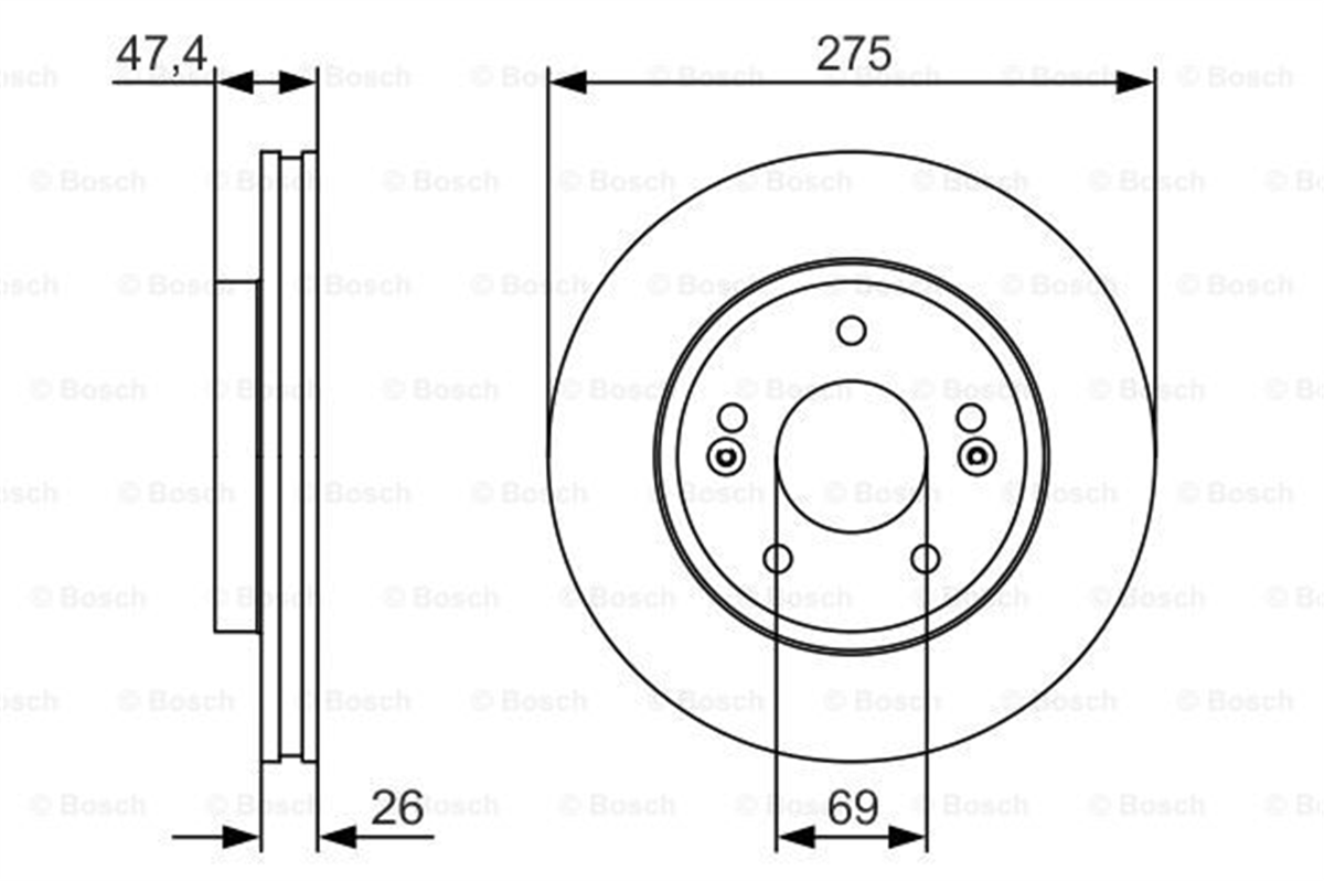 BOSCH 0986479R26 - Fren Diski Ön - Kore Elantra