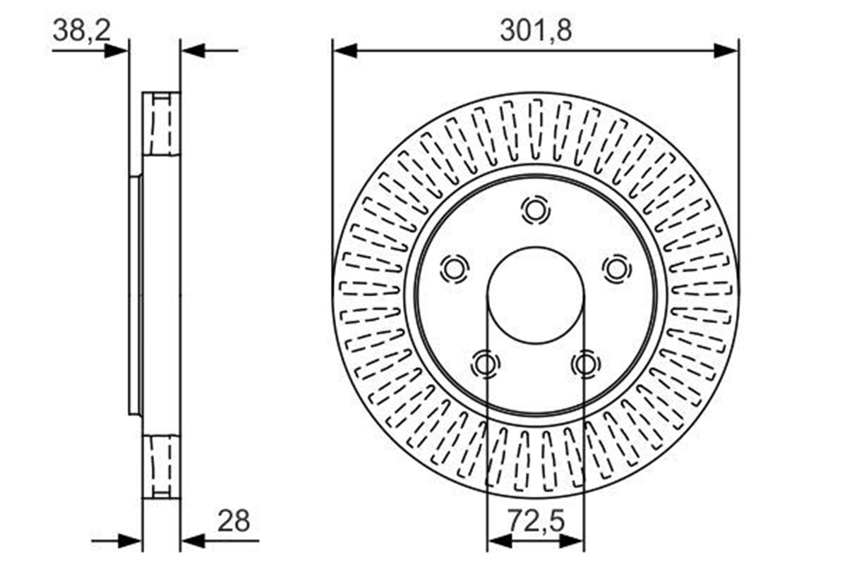 BOSCH 0986479U45 - Fren Diski Ön - Fiat Freemont/journey