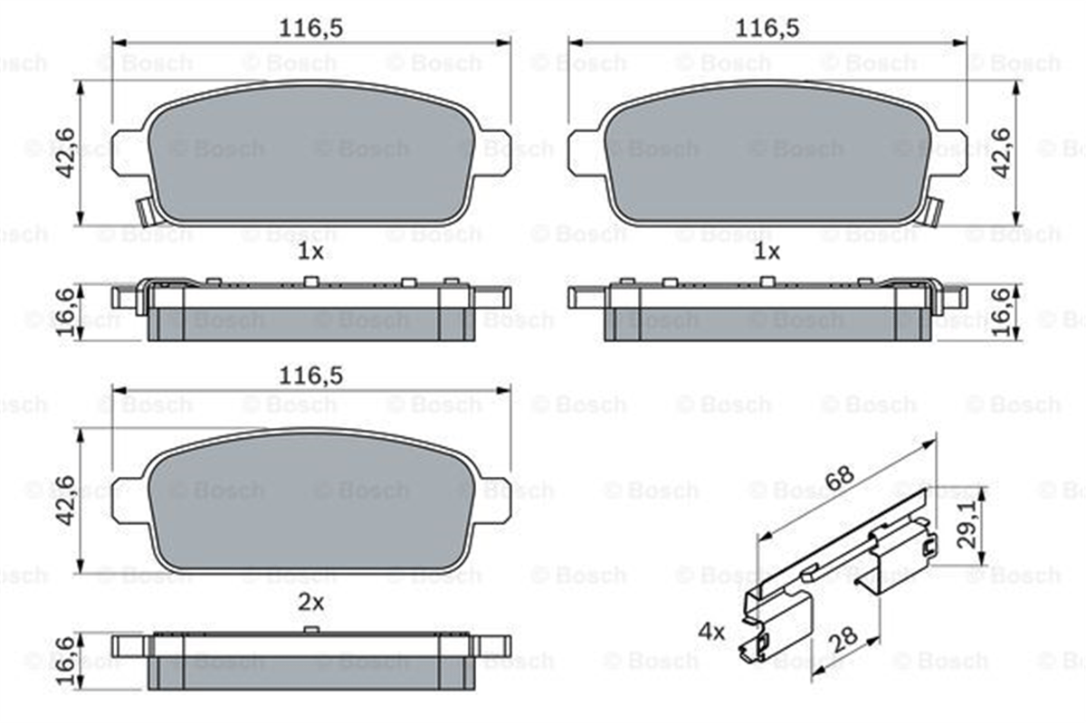 BOSCH 0986494666 - Fren Balatasi Arka - Opel Astra J Mokka Cruze Aveo T300 Zafira C Trax