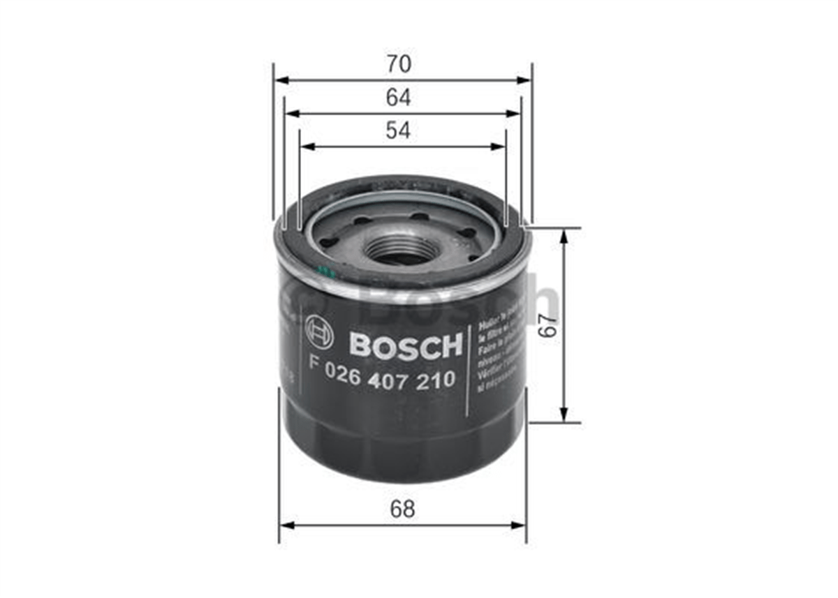 BOSCH F026407210 - Yag Filtresi - Japon 323 (bg, Ba, Bj) : 626 (ge, Gf) 1.8/2.0 92-01 : Mazda 3 (bk) 1.6 03-13 : Mazda 2 (de) 1.3/1.5 08-14