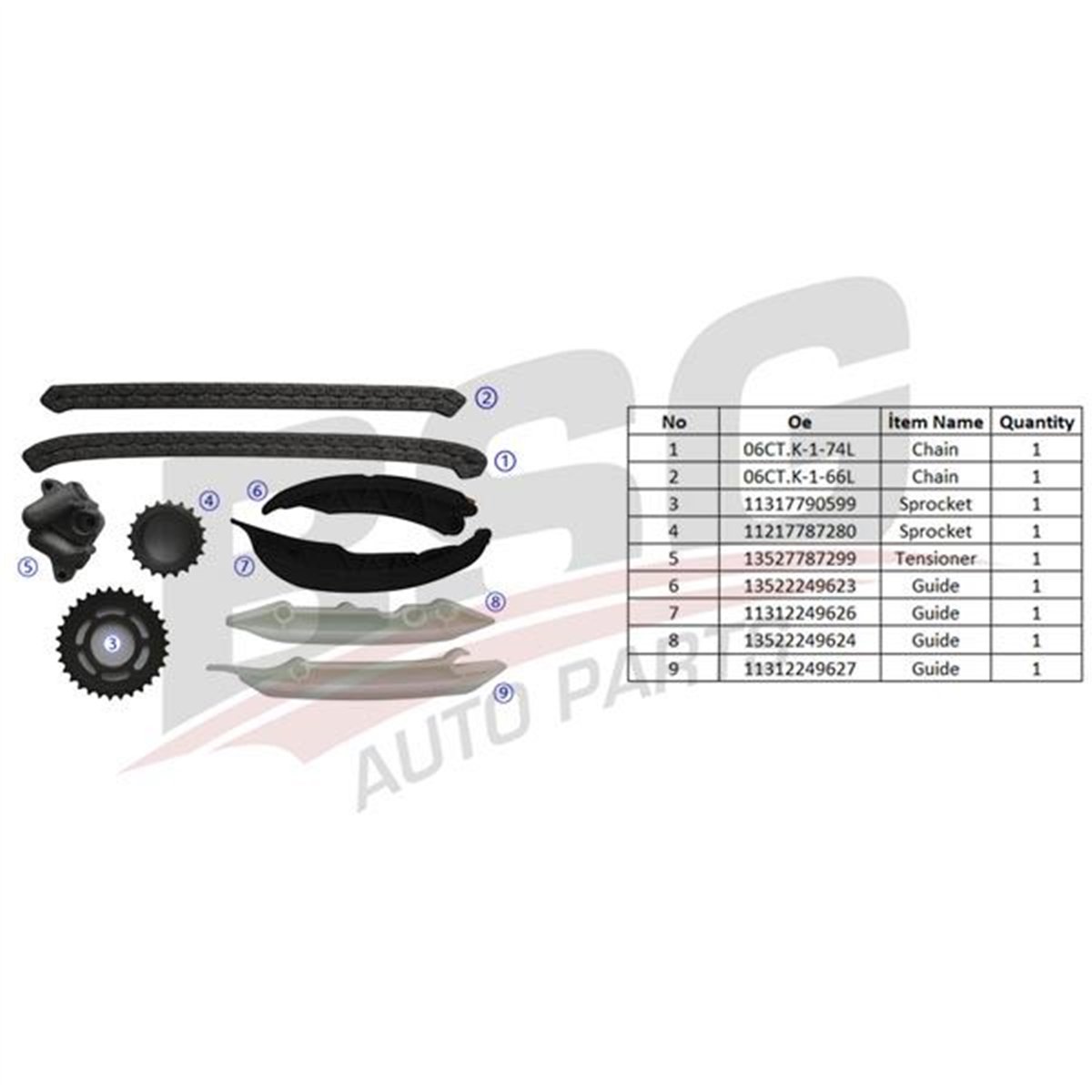BSG 15-102-012 - Eksantrik Zincir Seti - Bmw E46-e87-e90-e91-e92-e93-e60-e61-e63-e64-e65-e66-x3 E83-x3 E83 Lci-x5 E53-x5 E70-