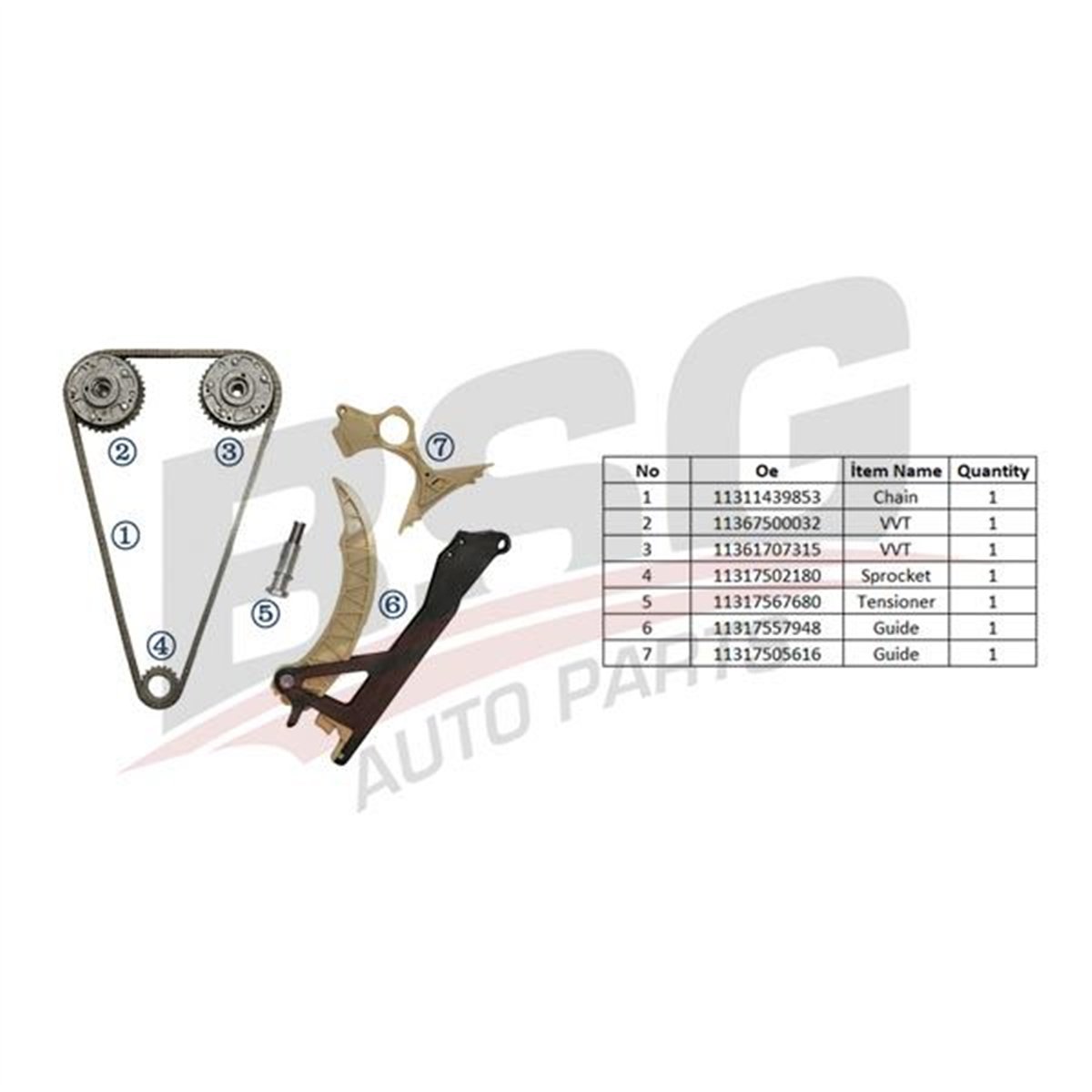 BSG 15-102-016 - Eksantrik Zincir Seti - Bmw E46-e81-e87-e87 Lci-e90