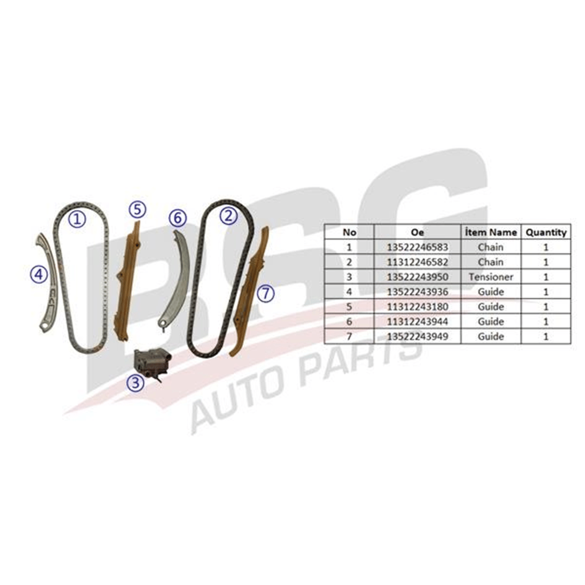 BSG 15-102-019 - Eksantrik Zincir Seti - Bmw E36-e34-e39-e38 Range Rover Ii