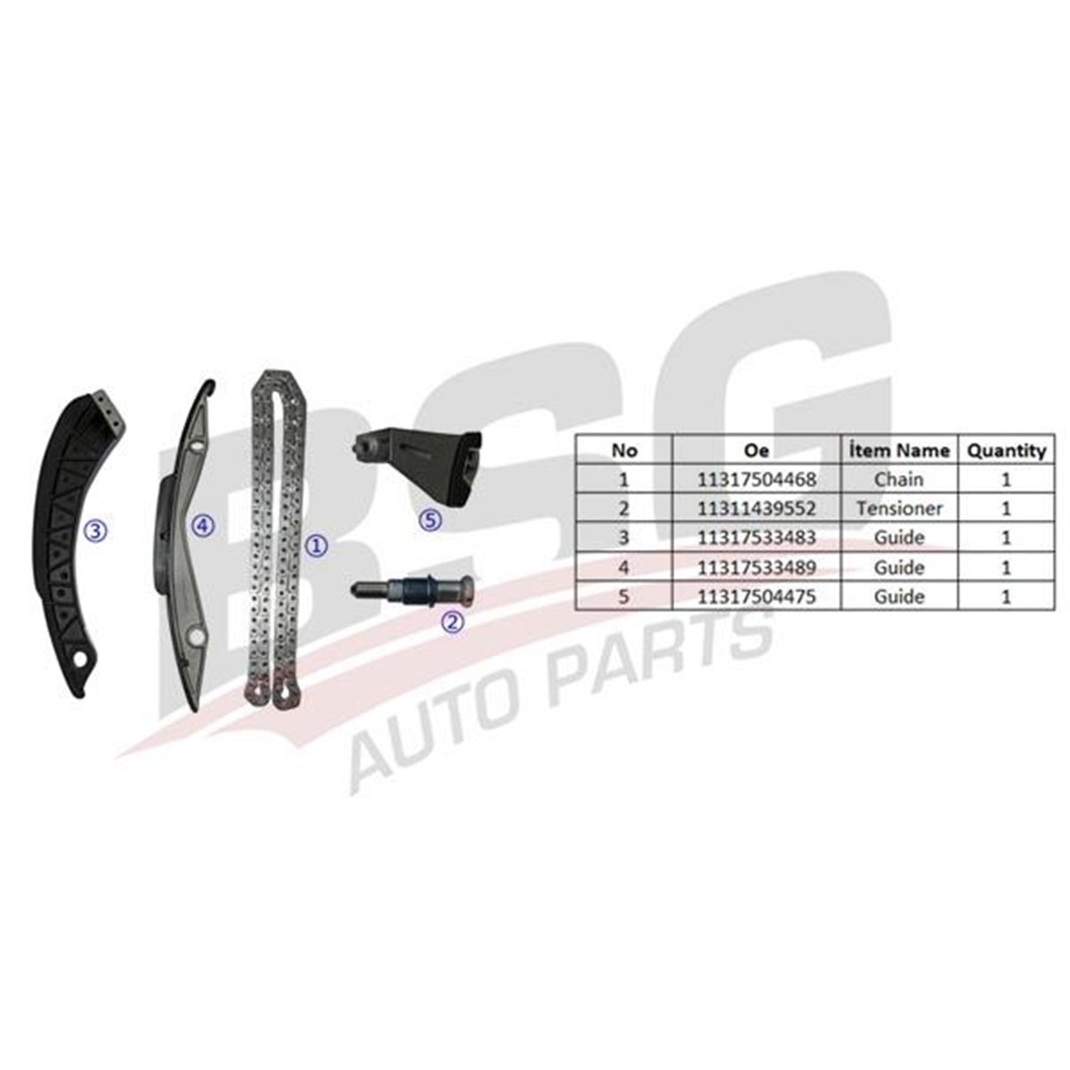 BSG 15-102-024 - Eksantrik Zincir Seti - Bmw E60-e61-e63-e64-e65-e66-x5 E53-x5 E70