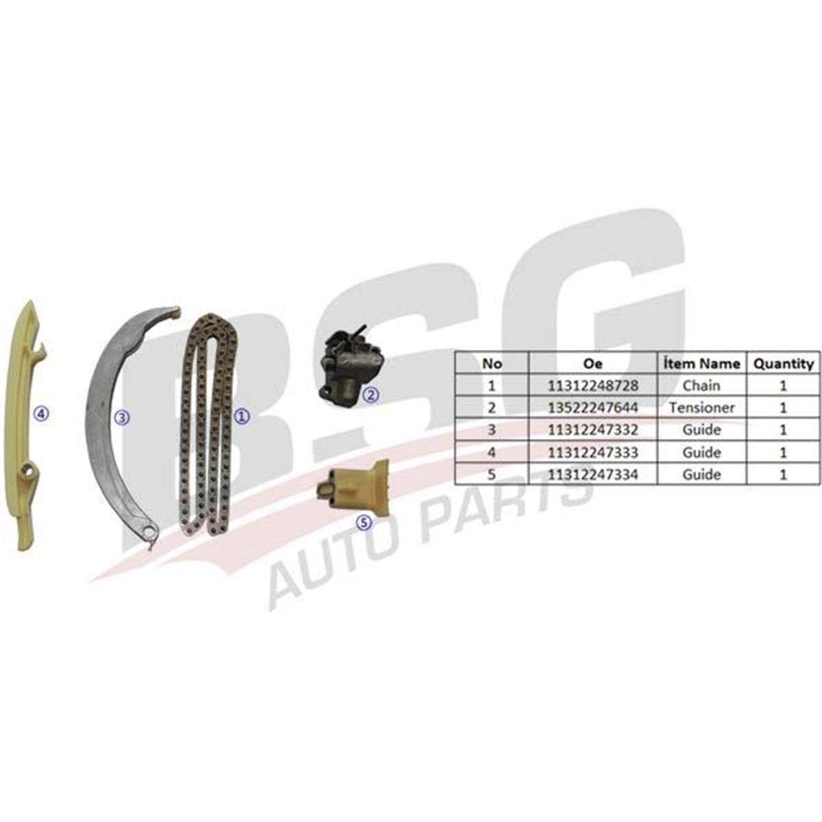 BSG 15-102-025 - Eksantrik Zincir Seti - Bmw E38-e39-e46-x5 E53 Freelander 1 Range Rover Iii