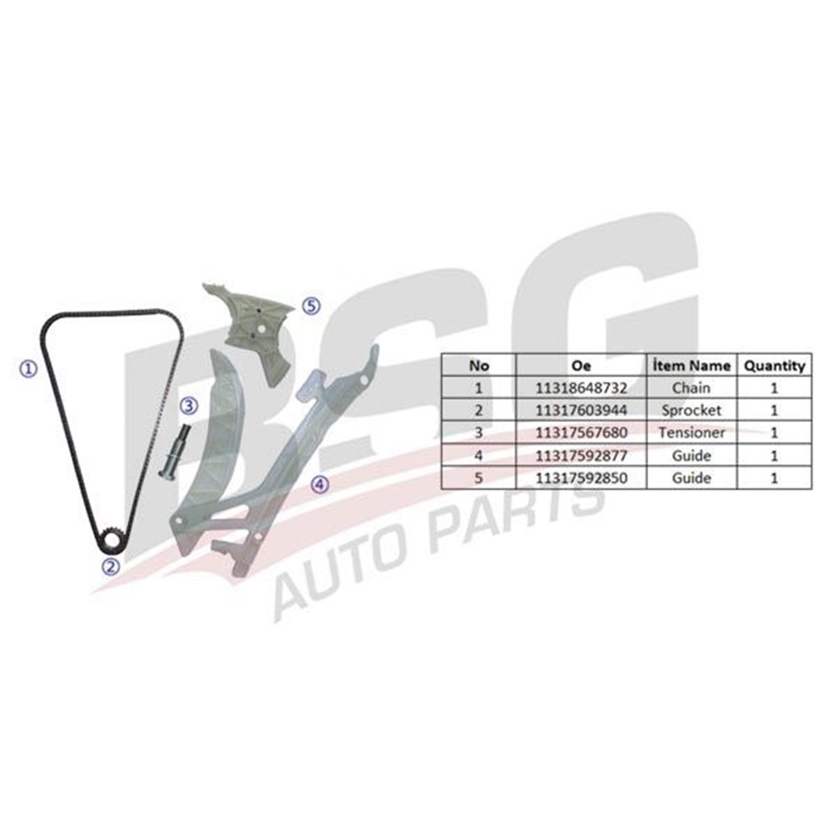 BSG 15-102-027 - Eksantrik Zincir Seti - Bmw F20-f21-f22-f23-f30-f31-f34-f32-f33-f36-f07-f10-f11-x1 E84-x3 F25-x4 F26-x5 F15-
