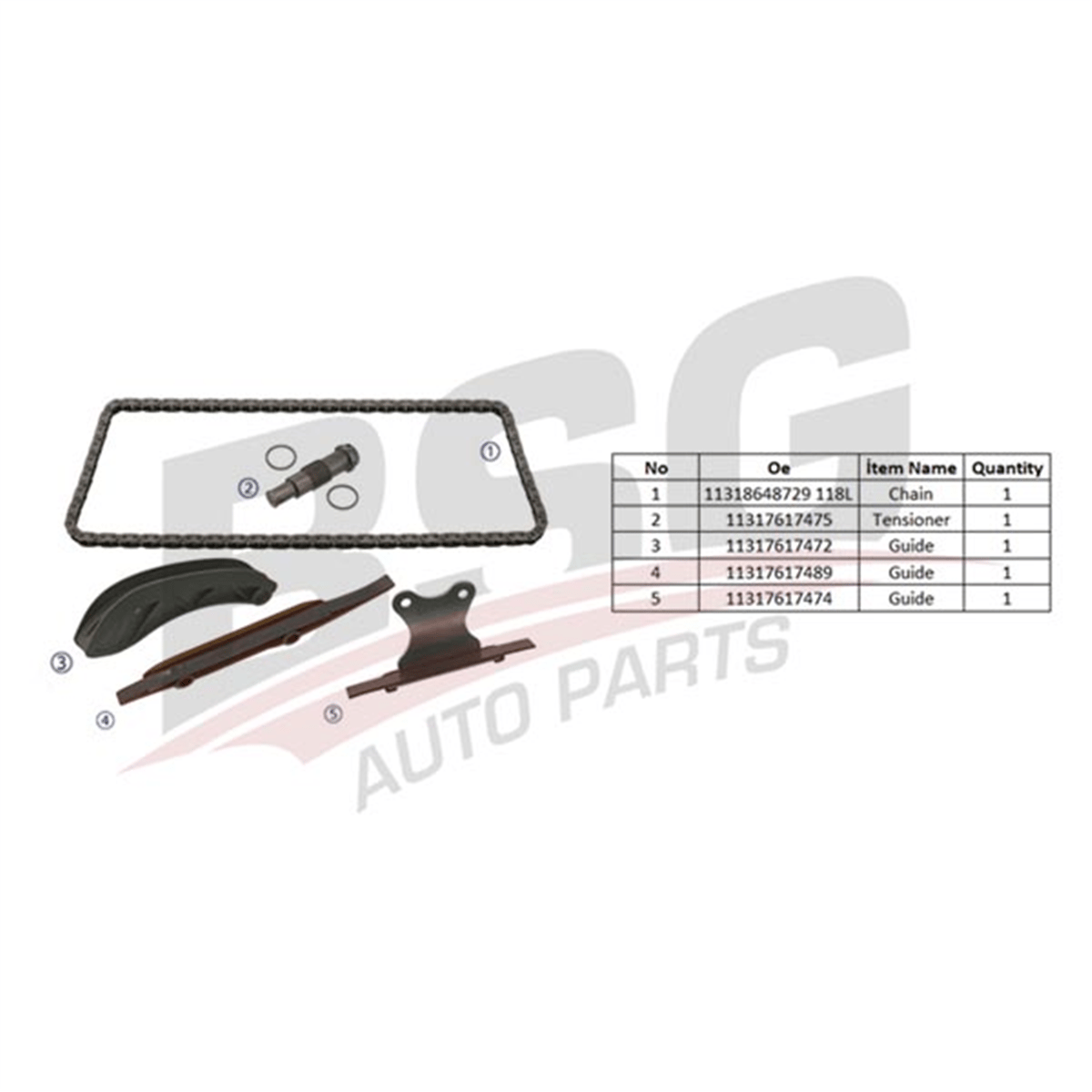 BSG 15-102-044 - Eksantrik Zincir Seti - Bmw F20-f21-f22-f23-f45-f46-f30-f31-f34-f32-f33-f36-g20-g30-g31-g32-g11-g12-x1 F48-x