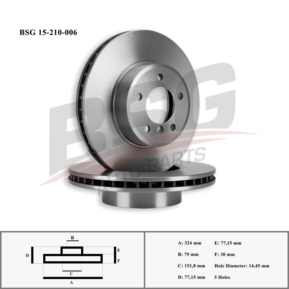 BSG 15-210-006 - Fren Diski Ön - Bmw E60-e61-e63-e64