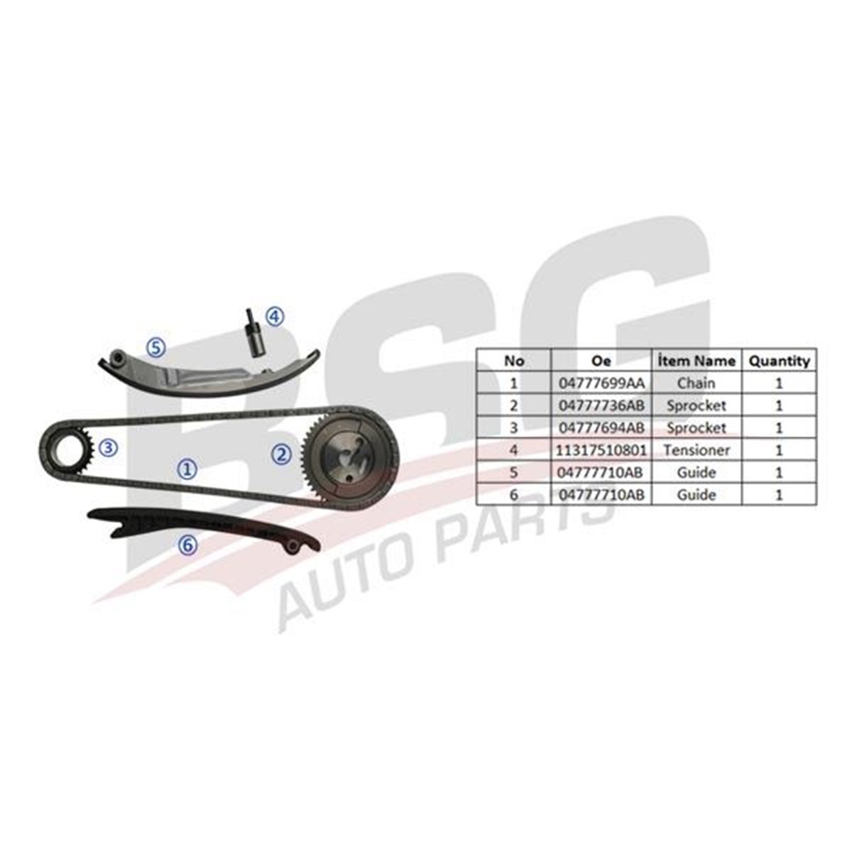 BSG 25-102-003 - Eksantrik Zincir Seti - Fiat Egea E-torq