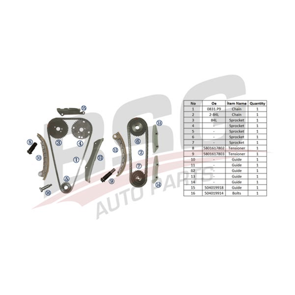 BSG 25-102-007 - Eksantrik Zincir Seti - Fiat Daily Iv Dct Iii Bxr Iii Jumper Iii