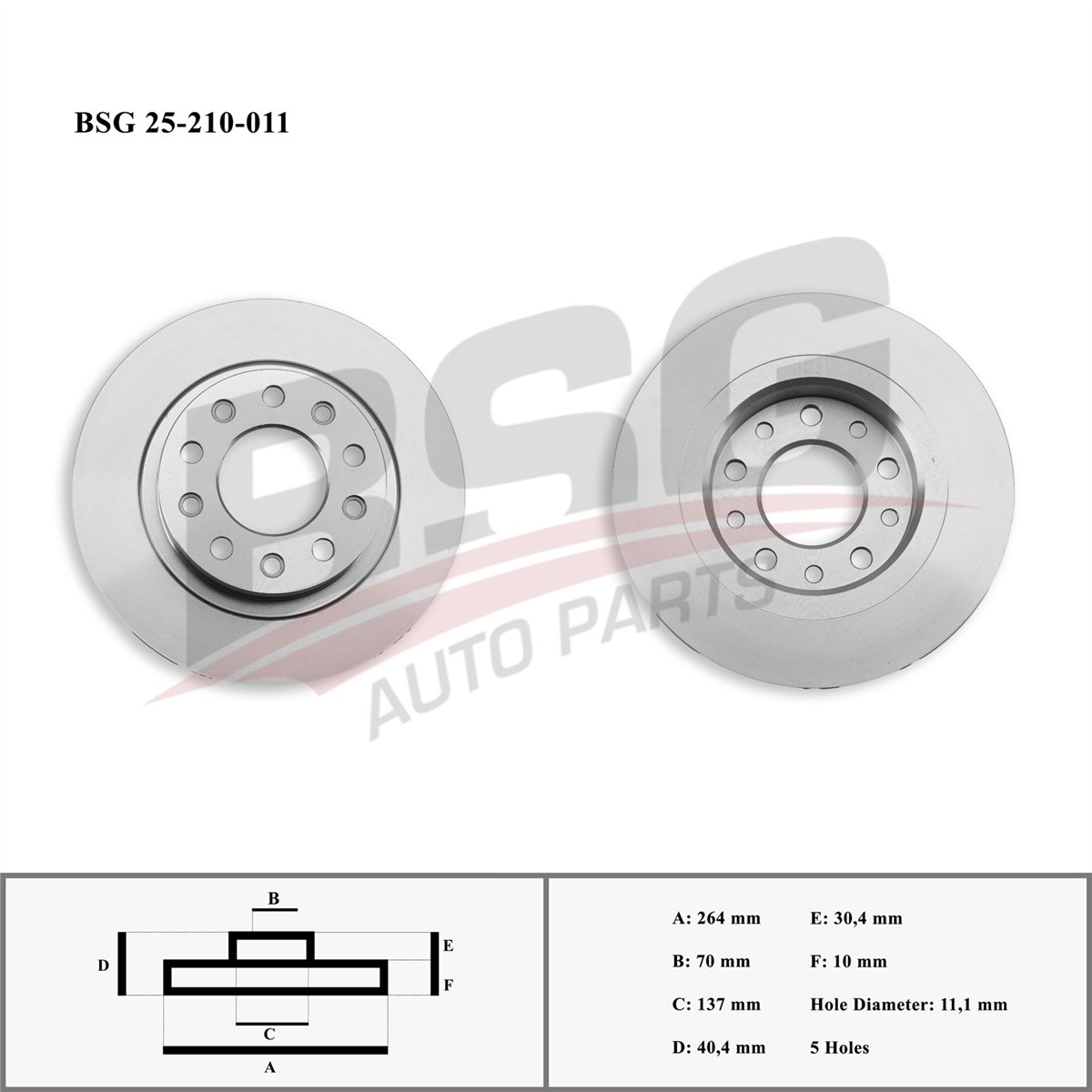 BSG 25-210-011 - Fren Diski Arka - Fiat Giulietta