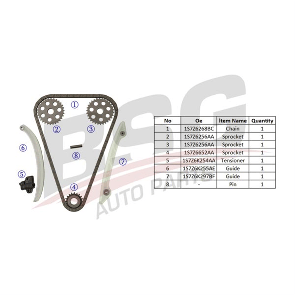 BSG 30-102-009 - Eksantrik Zincir Seti - Ford Mondeo/s-max/volvo/mazda
