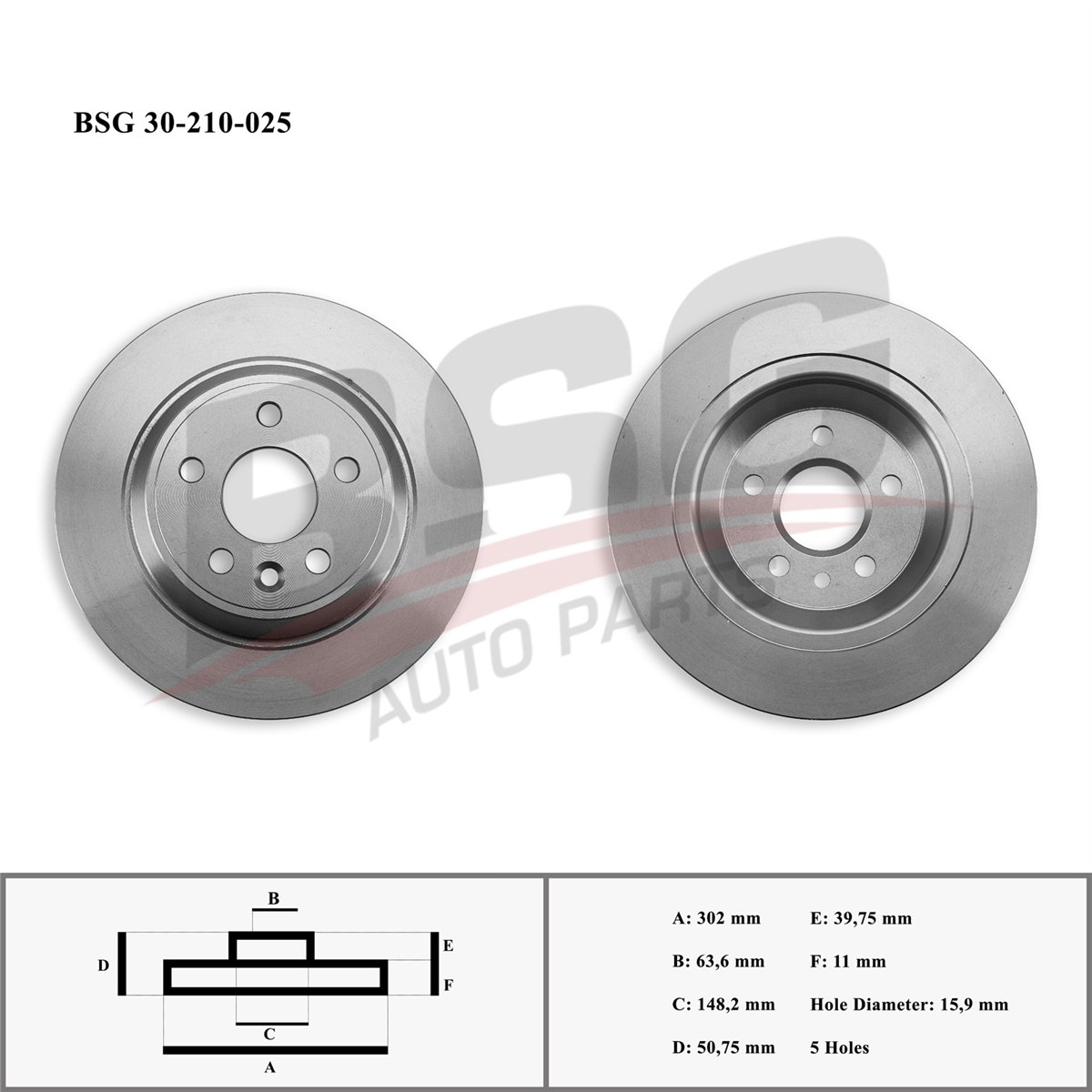 BSG 30-210-025 - Fren Diski Arka - Ford Mondeo/kuga/s-max/rand Rover