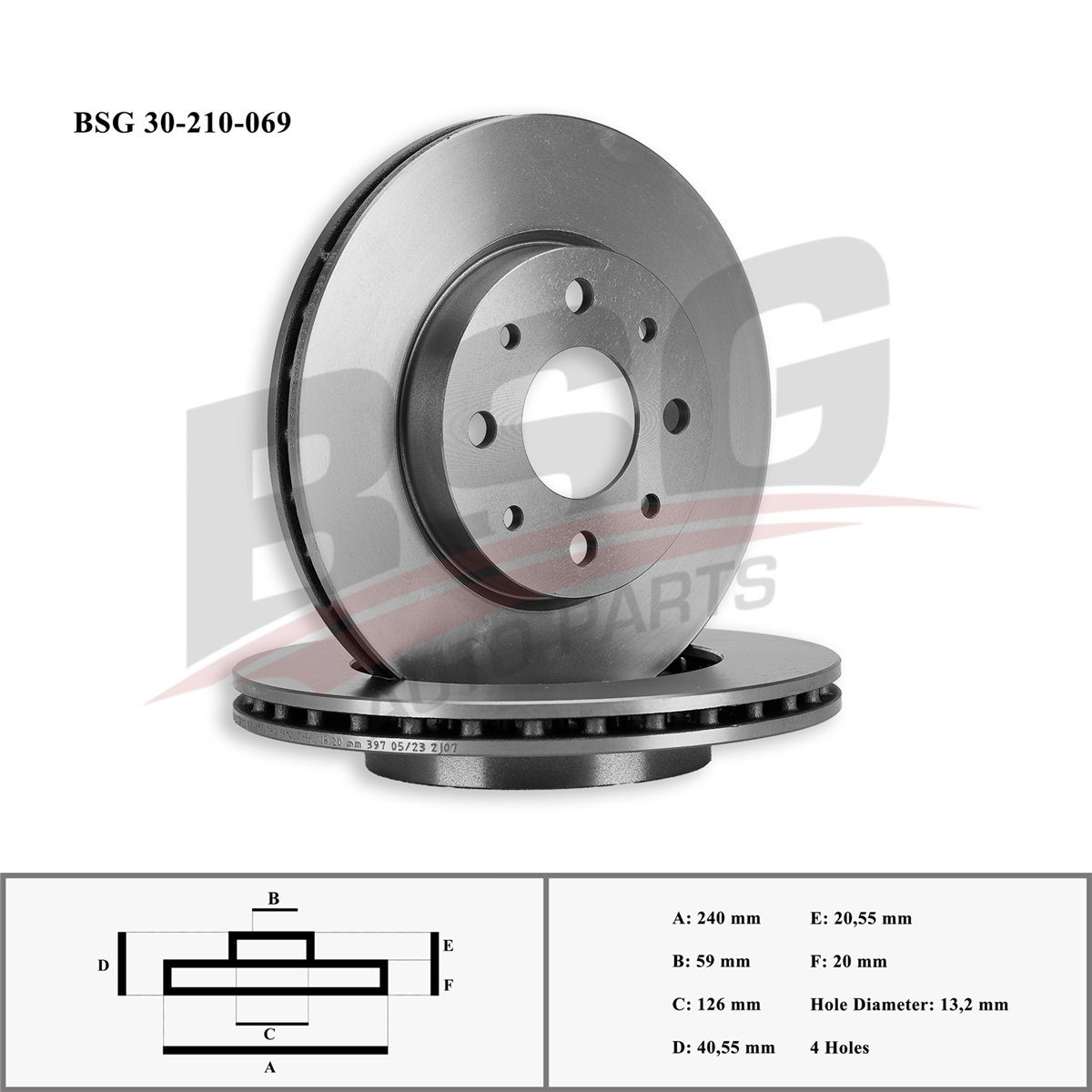 BSG 30-210-069 - Fren Diski Ön - Ford Ford Ka/fiat 500/panda